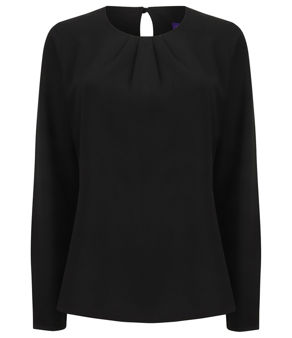 Women&#39;s pleat front long sleeve blouse