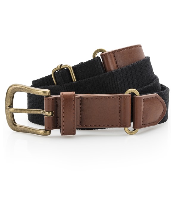 Faux leather and canvas belt